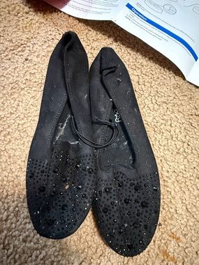 Black Rhinestone Ballet Flats